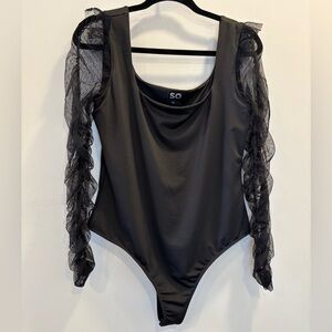 Sonoma Mesh Puff Sleeves Bodysuit Size XL